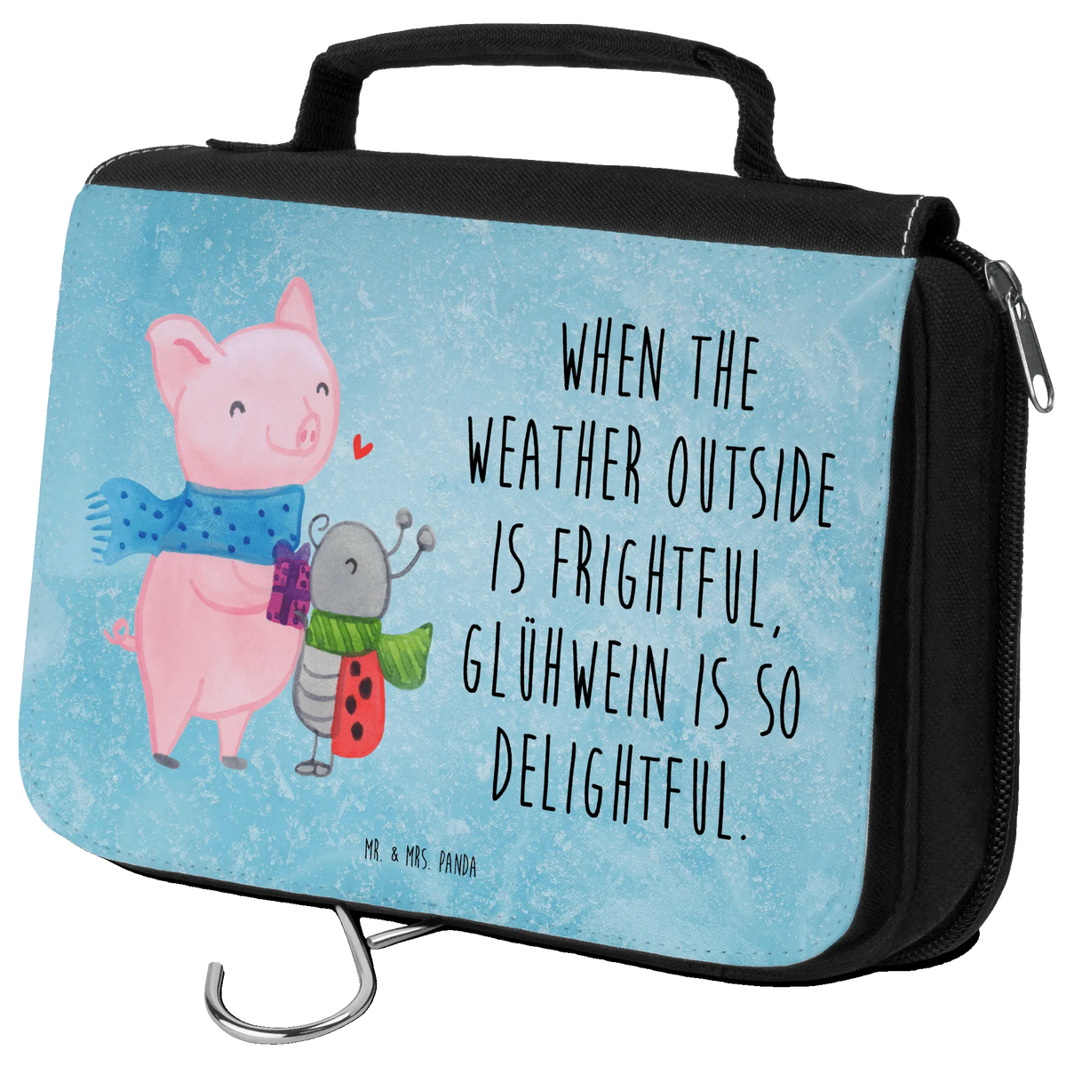 Wash bag Glow Pig Snuggle Cosmetic bag, Toilet bag, Wash bag, Ladies, To hang up, Gentlemen, Winter, Christmas, Christmas time, snow