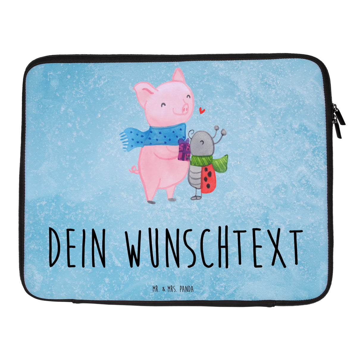 Personalized Notebook Bag Glow Pig Snuggle Christmas time, snow