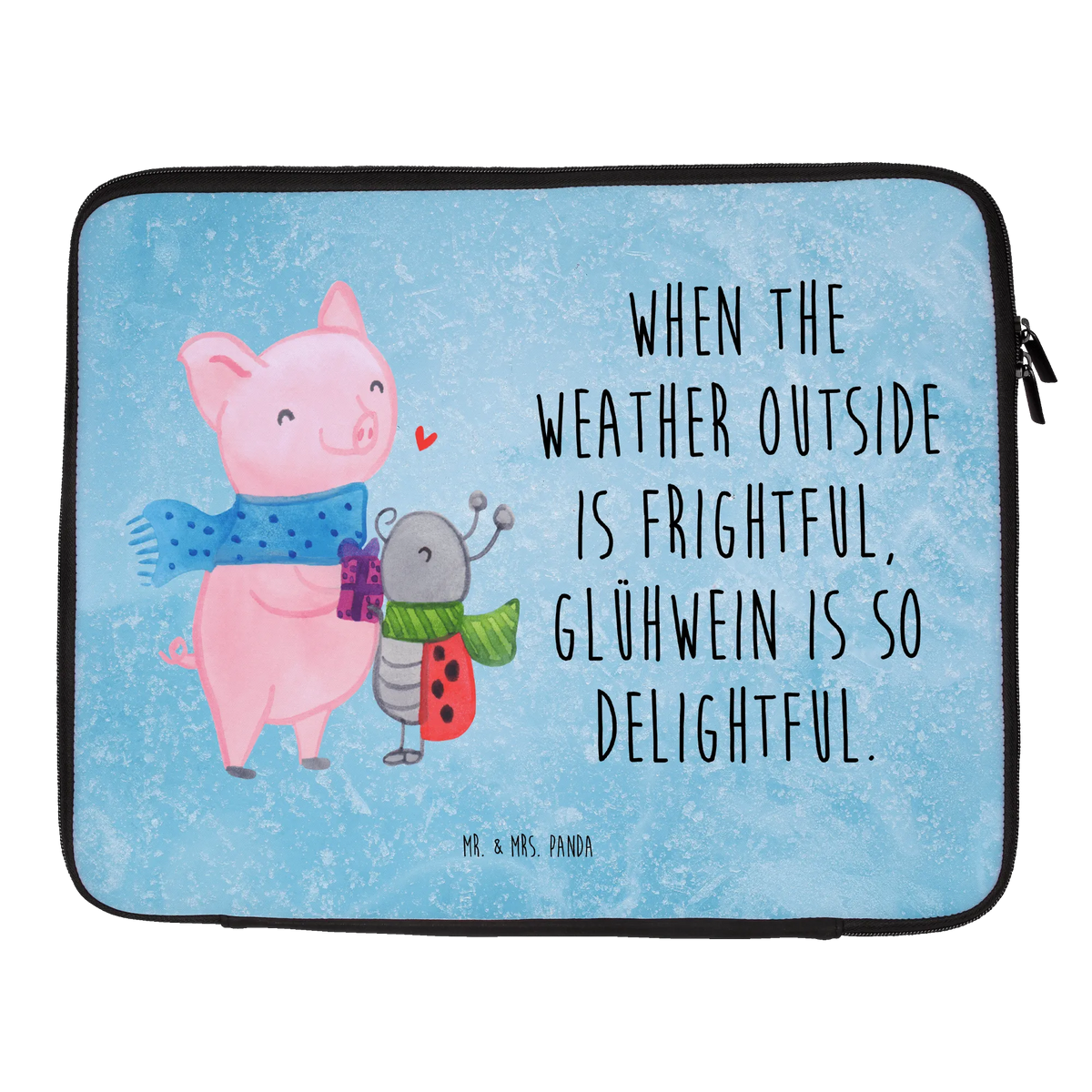Laptop Bag Glow Pig Snuggle Christmas time, snow