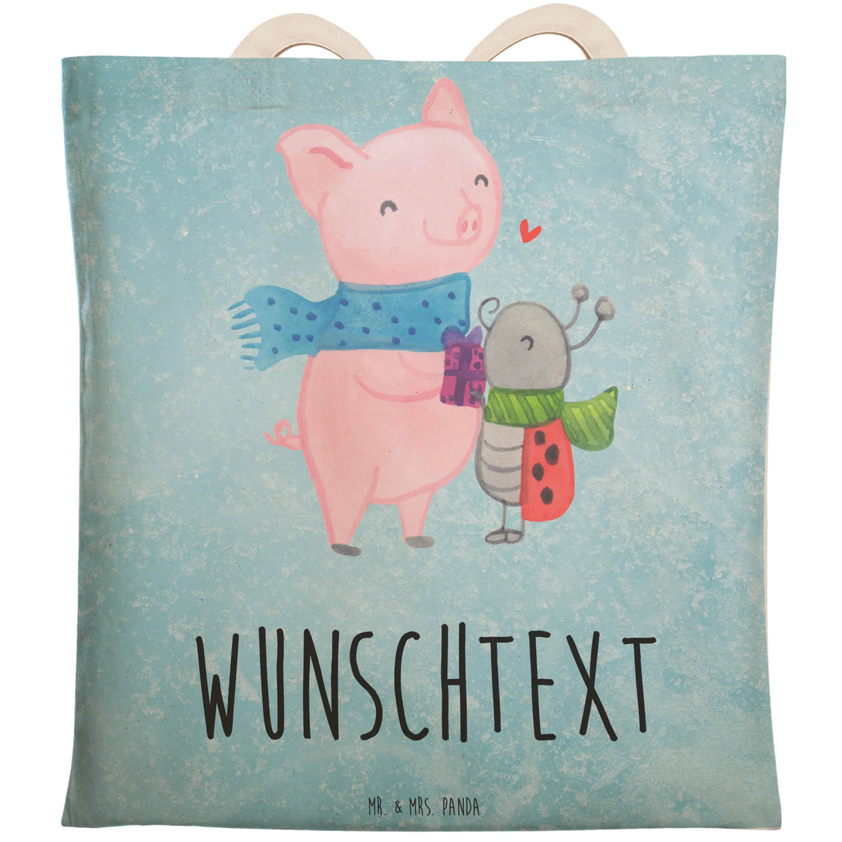 Personalized Shopping Bag Glow Pig Snuggle Winter, Christmas, Christmas time, snow