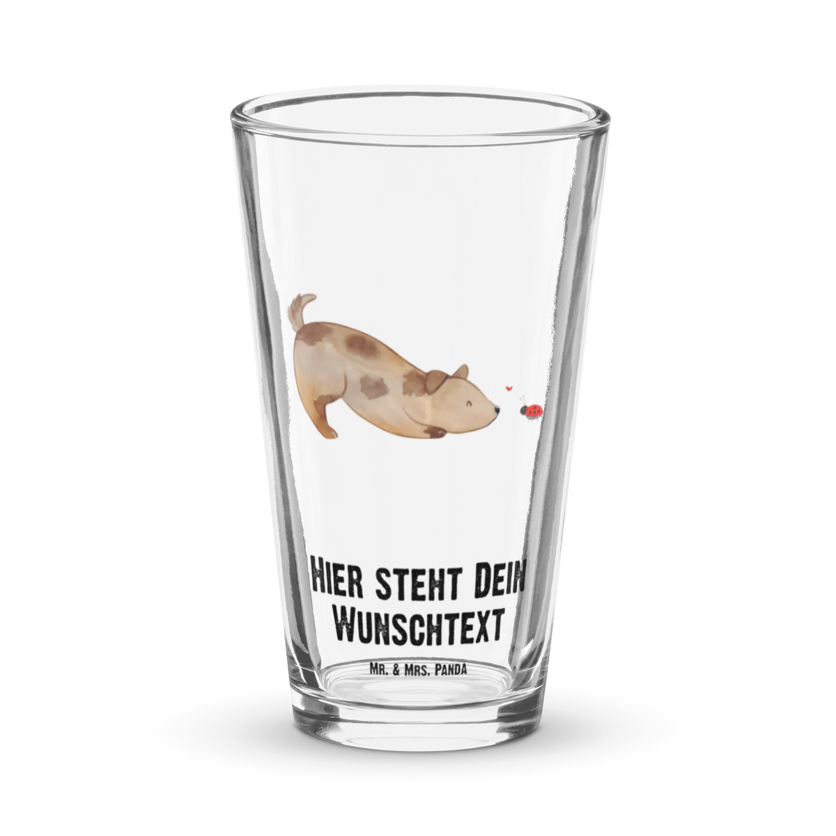 Personalisiertes Trinkglas Hund Marienkäfer