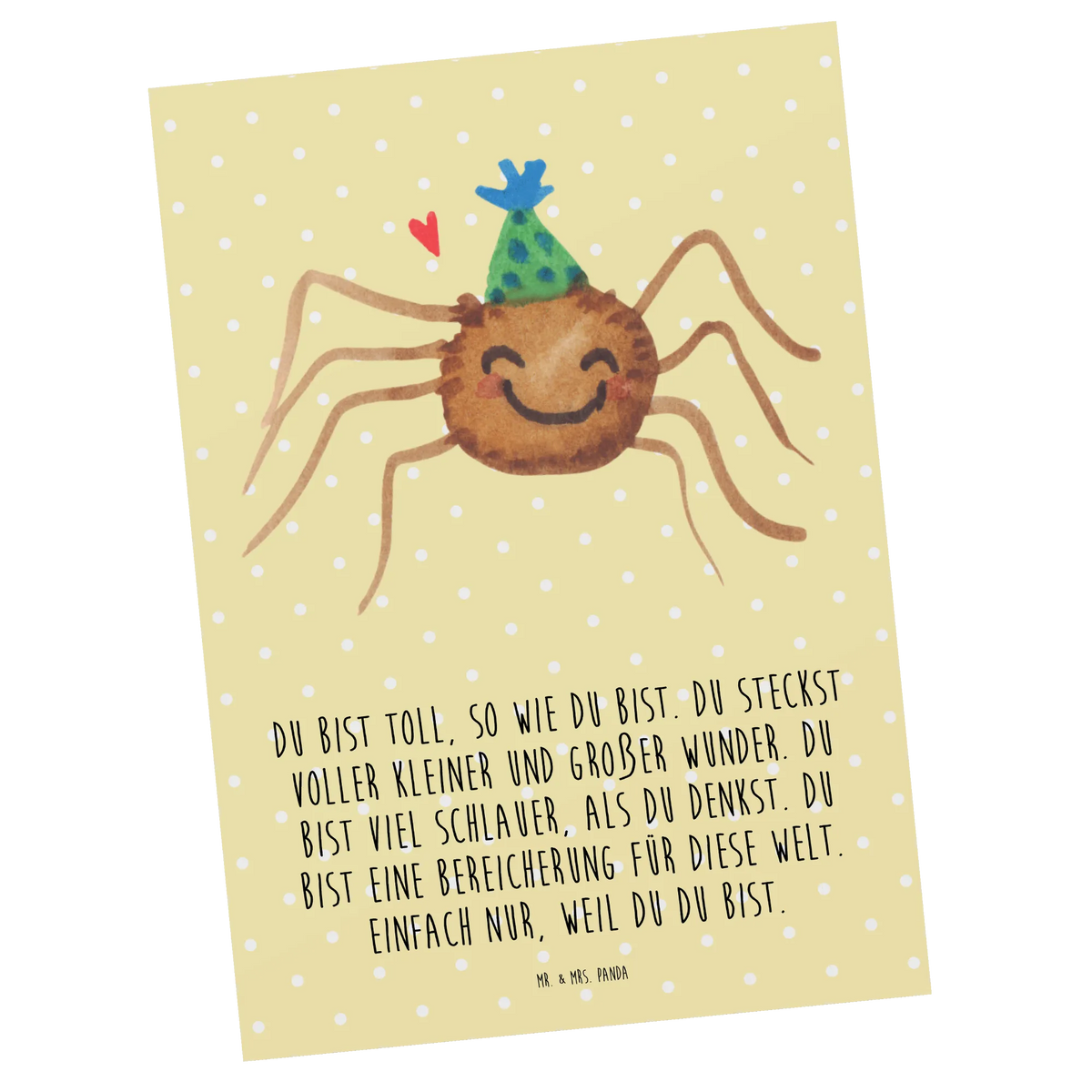 Postkarte Spinne Agathe Party bildkarte, Postkarten, Grußkarte, kunstkarte, Kunstkarten, Motivkarte, Ansichtskarte, Ansichtskarten, spruchkarte, einzelkarte, Designkarte, Fotokarte, Postkarte, Merchandise, Spinne, Agathe, Spinne Agathe, Videos, Glück, Selbstliebe, Motivation, Wunder