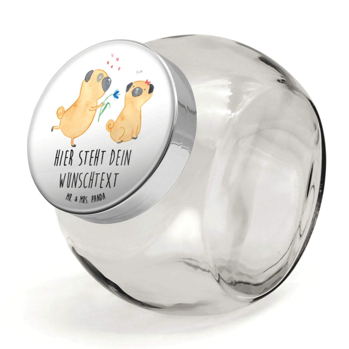 Personalized Candy Jar pug In love