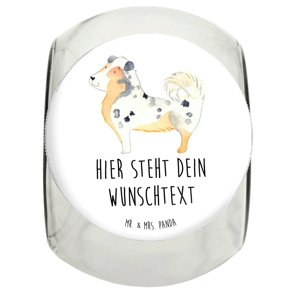 Personalized Treat Jar Dog Australia Shepherd dog, mutt, hound, woof, dog mama, dog breed, love dogs, love for dogs, dog decorative items, bag with dog print, funny gifts for dog owners, what do you give a dog lover, Christmas gifts for dogs, gifts for dogs, dog sayings, Australia Shepherd, Shepherd, Family dog, Sayings, Dog, Dog love, Saying