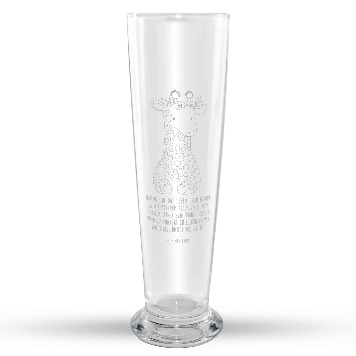 Weizenglas Giraffe Blumenkranz Weißbierglas, Bier Glas, Mr & Mrs Panda Weizenglas, Weizenbier Glas, Weizen Glas, Bierglas, Wildtiere, Afrika, Freundin, Abenteurer, Giraffe, Blumenkranz, Selbstliebe
