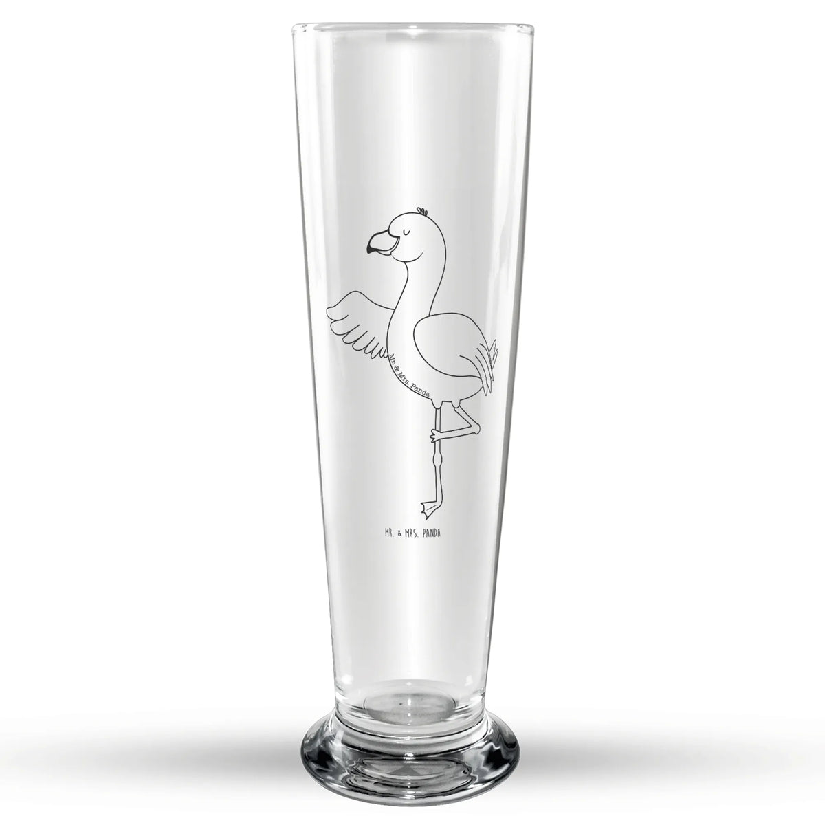 Weizenglas Flamingo Yoga Mr & Mrs Panda Weizenglas, Bier Glas, Weizen Glas, Weizenbier Glas, Bierglas, Weißbierglas, Flamingo, Yoga-Übung, Vogel, Namaste, Yoga, Ärger, Aufregen, Entspannung, Tiefenentspannung, Achtsamkeit