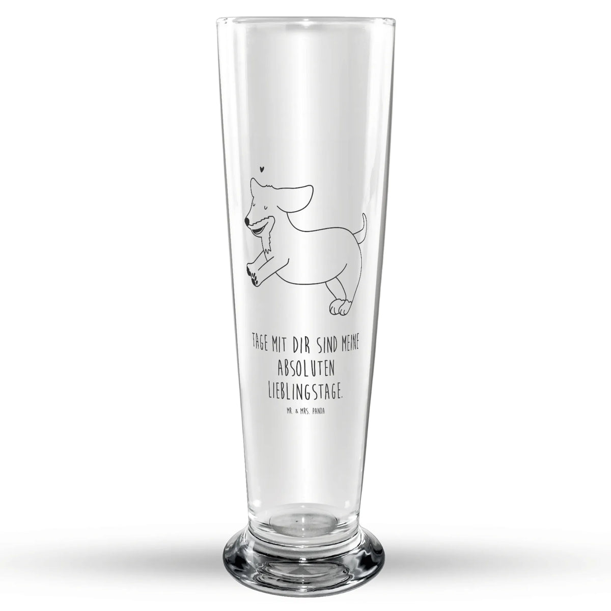 Weizenglas Hund Dackel Bier Glas, Bierglas, Weizen Glas, Weizenbier Glas, Weißbierglas, Mr & Mrs Panda Weizenglas, Hund, Hunderasse, Hundebesitzer, Hundemotiv, Haustier, Tierliebhaber, Sprüche, Happy Dog, Hunde, Dachshund, Dackel