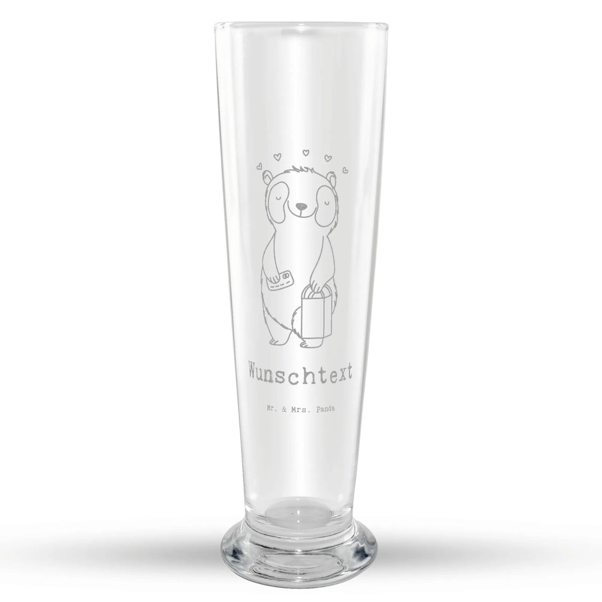 Weizenglas Personalisierbar Panda Shopping