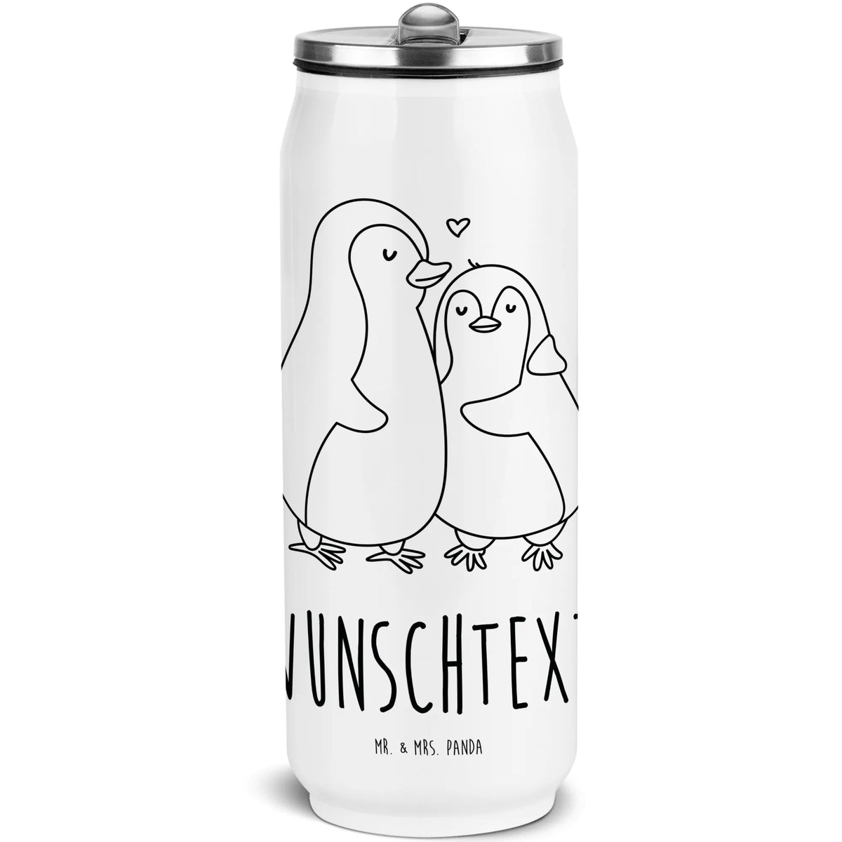 Personalisierte Getränkedosen Trinkflasche Pinguin umarmen