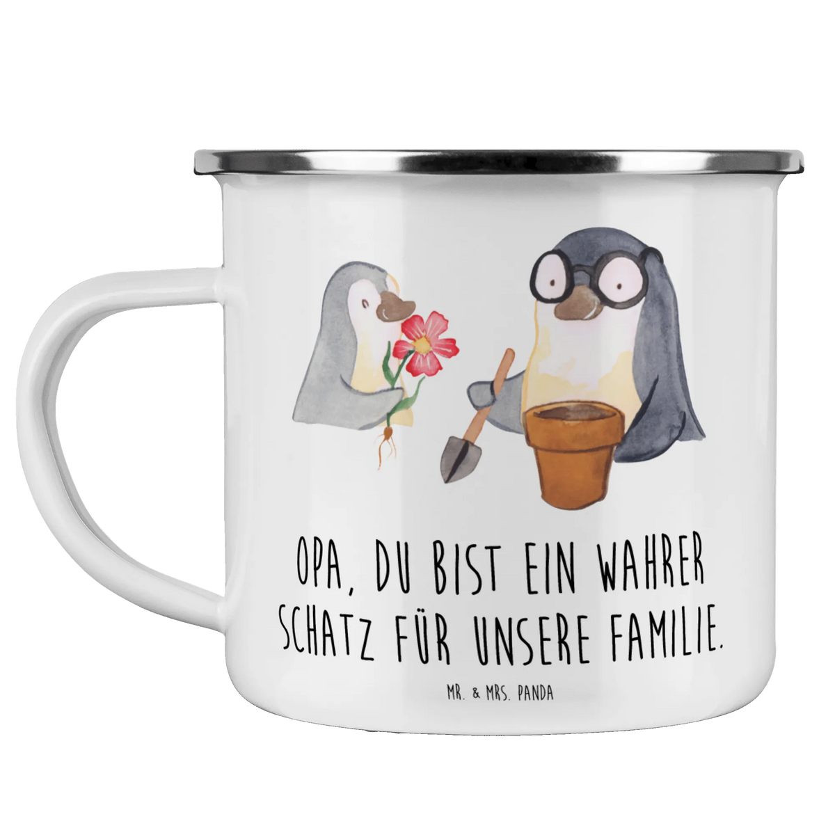 Enamel camping mug Opa, du bist ein wahrer Schatz für unsere Familie. Teetasse, Outdoor Becher, wandertasse, Emaille Tasse, reisetasse, outdoortasse, becher emaille, Emailletasse, Teebecher, Pott, Emaille Becher, Blechtasse, blechbecher, Tasse Emaille, Haferl, Campingbecher, metallbecher, Kaffeepott, Motivtasse, Reisebecher, Outdoor Tasse, emaillebecher, wanderbecher, Campingtasse, Dekoration, sprüche, zitate, spruch kollektion, inspiration, motivation, lebensweisheiten, geschenkideen, wanddeko, wohnaccessoires, sprüche sammlung, schöne sprüche, glück, liebe, freude, Lächeln, alltag verschönern, nachhaltige geschenke, Kreativ, Einzigartig, shopify, mr and mrs panda