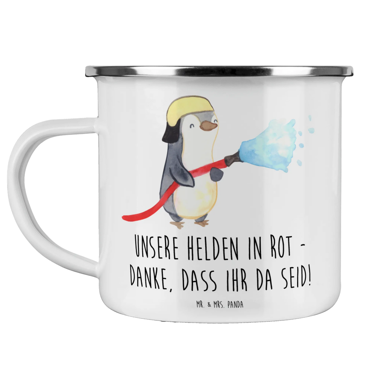 Enamel camping mug Unsere Helden in Rot - Danke, dass ihr da seid!