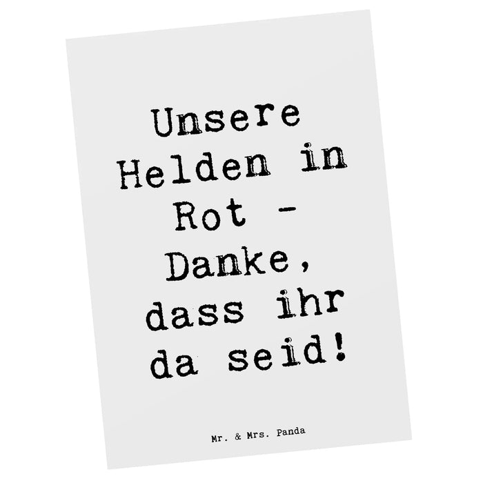 Postcard Saying Unsere Helden in Rot - Danke, dass ihr da seid!