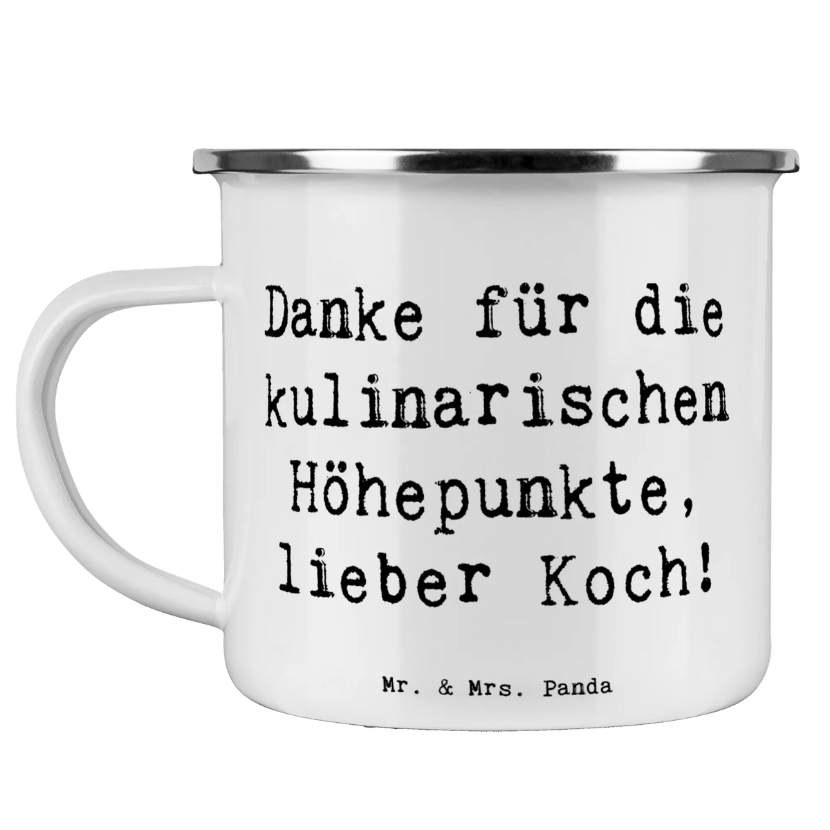 Enamel camping mug Saying Danke für die kulinarischen Höhepunkte, lieber Koch! Haferl, Emaille Tasse, becher emaille, Pott, Outdoor Tasse, Outdoor Becher, wandertasse, Emailletasse, Teebecher, emaillebecher, Kaffeepott, blechbecher, Tasse Emaille, Motivtasse, reisetasse, Campingbecher, Reisebecher, Emaille Becher, outdoortasse, Blechtasse, Teetasse, Campingtasse, metallbecher, wanderbecher, Dekoration, sprüche, zitate, spruch kollektion, inspiration, motivation, lebensweisheiten, geschenkideen, wanddeko, wohnaccessoires, sprüche sammlung, schöne sprüche, glück, liebe, freude, Lächeln, alltag verschönern, nachhaltige geschenke, Kreativ, Einzigartig, shopify, mr and mrs panda