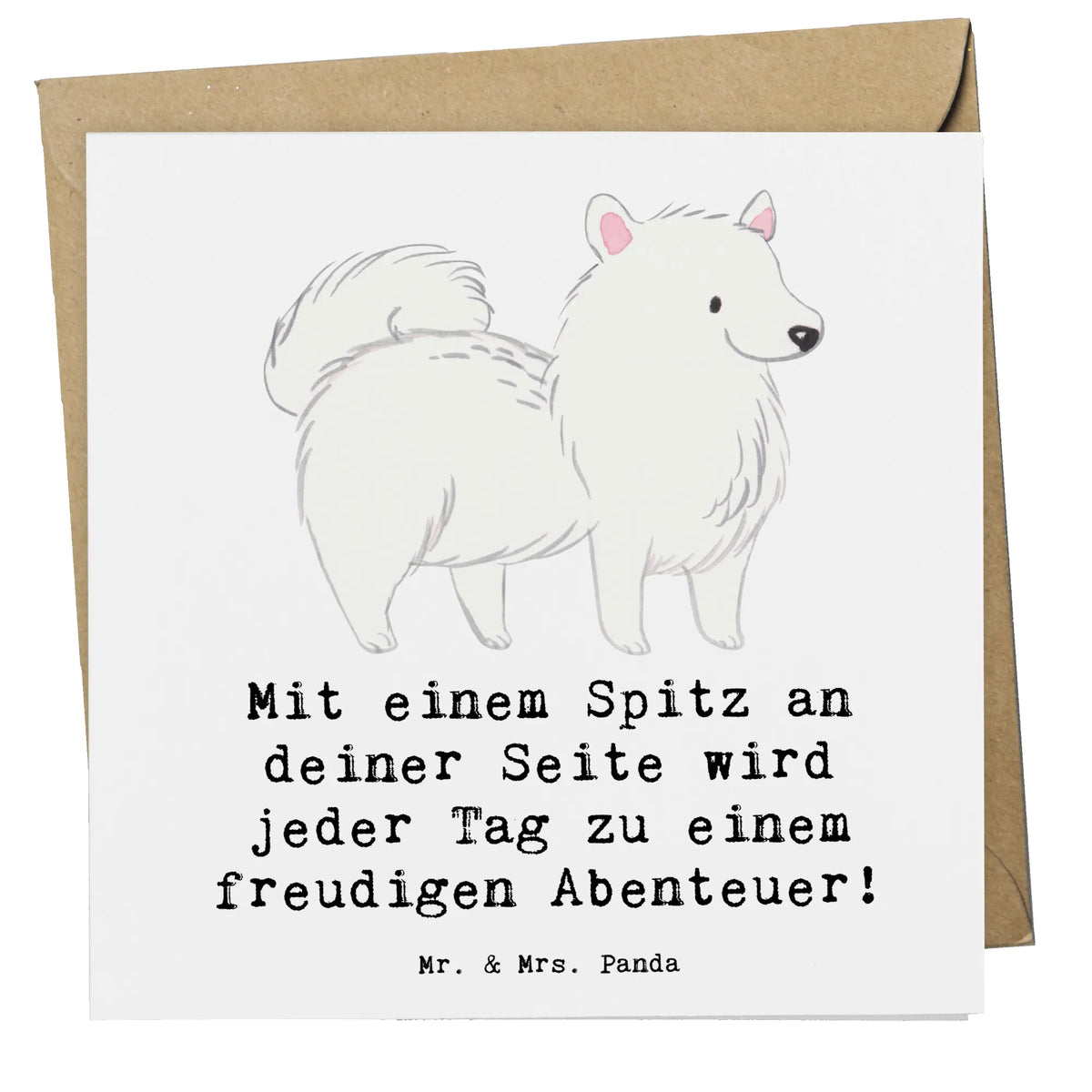 Karta Deluxe Mit einem Spitz an deiner Seite wird jeder Tag zu einem freudigen Abenteuer! dawanie, prezent, Pies, rasa psa, pies rasowy, właściciel psa, miłośnik zwierząt, szczeniak