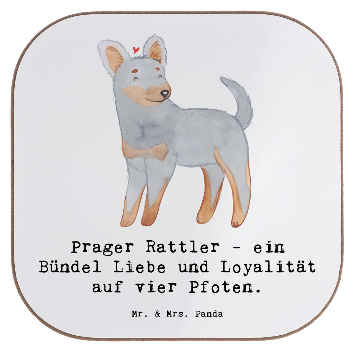 Square coaster Prager Rattler - ein Bündel Liebe und Loyalität auf vier Pfoten.