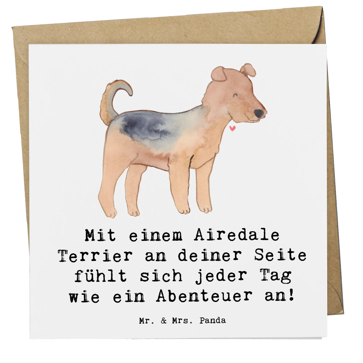 Deluxe Karte Airedale Terrier Abenteuer faltkarte, Klappkarte, anlasskarte, doppelkarte, Glückwunschkarte, Grußkarte, Geschenk, Schenken, Hund, Hunderasse, Rassehund, Hundebesitzer, Tierfreund, Welpe