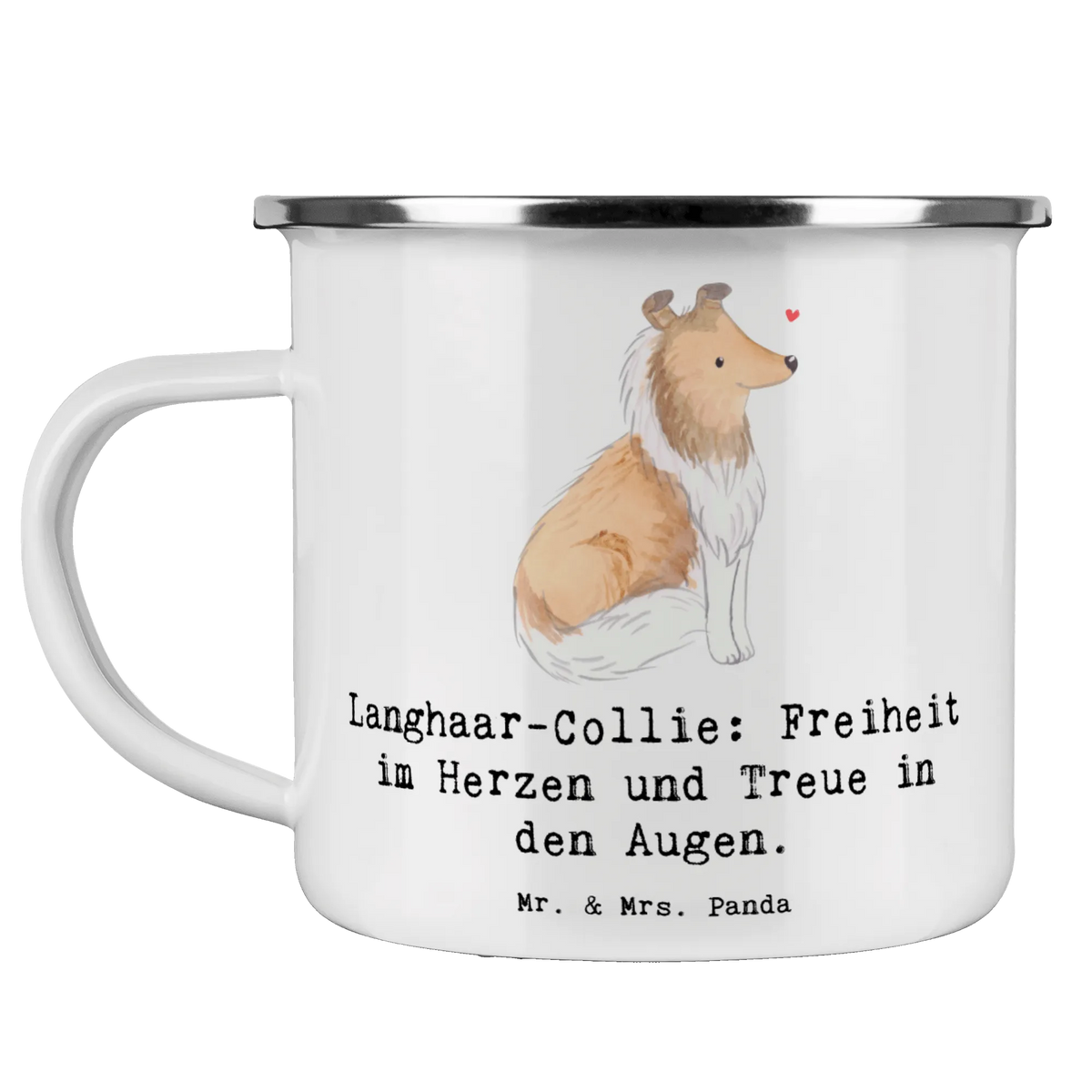 Enamel camping mug Langhaar-Collie: Freiheit im Herzen und Treue in den Augen. gift, animal lover, giving, dog breed, purebred dog, dog owner, puppy