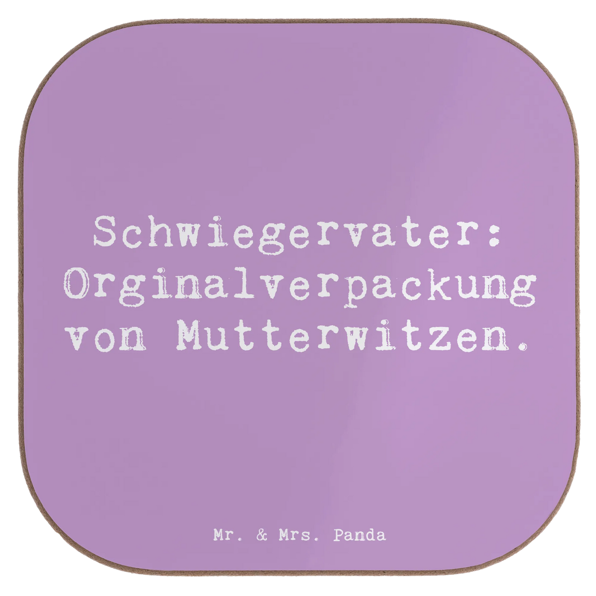 Square coaster Saying Schwiegervater: Orginalverpackung von Mutterwitzen. Father's Day, Mother's Day