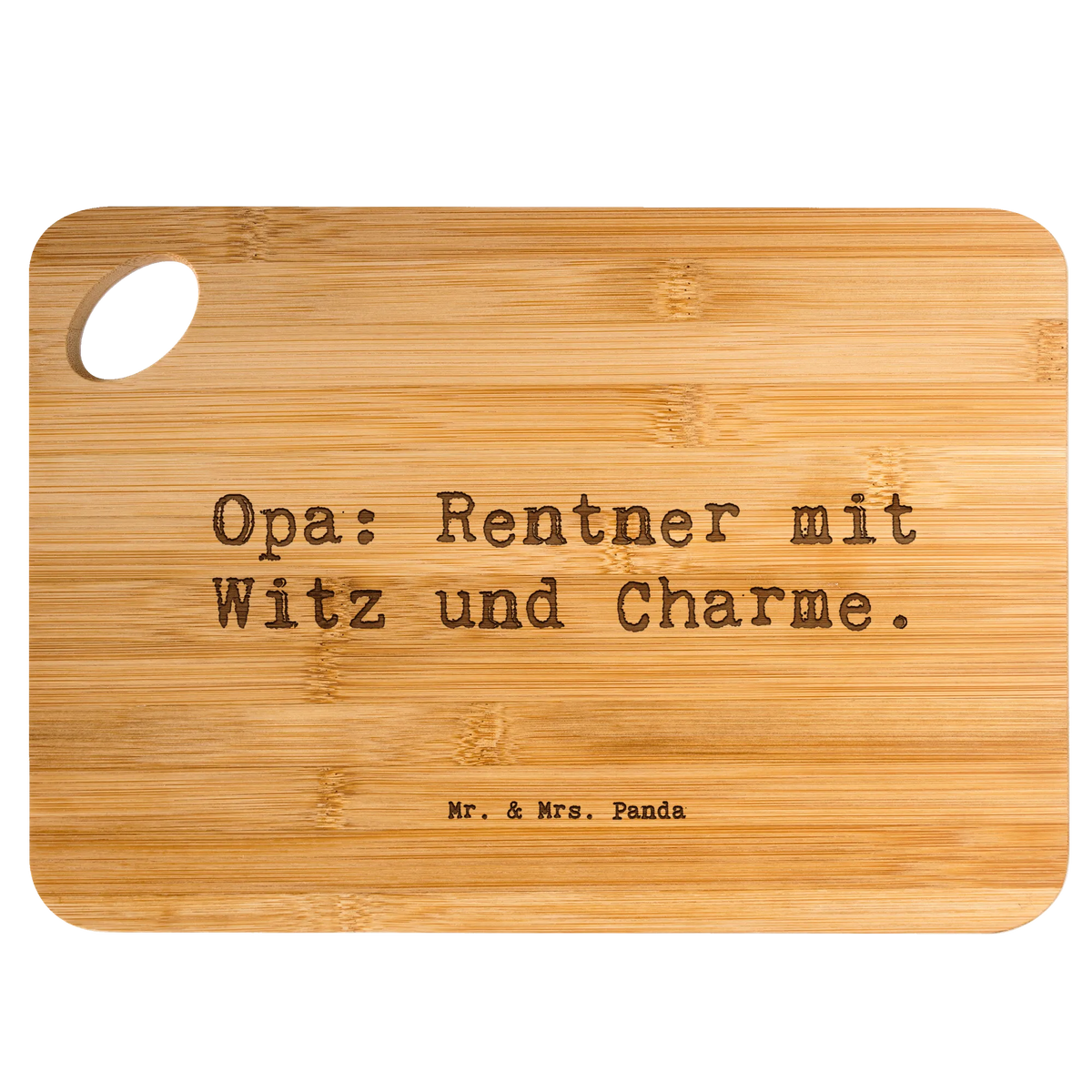Bamboo chopping board Saying Opa: Rentner mit Witz und Charme. breakfast board, dulcimer, solid, cutting board, board, robust, carving board, cutting block, bamboo, engraving, breakfast, slices, kitchen, kitchen board, nature, wood, Family, Father's Day, Mother's Day, brother, sister, Mom, Dad