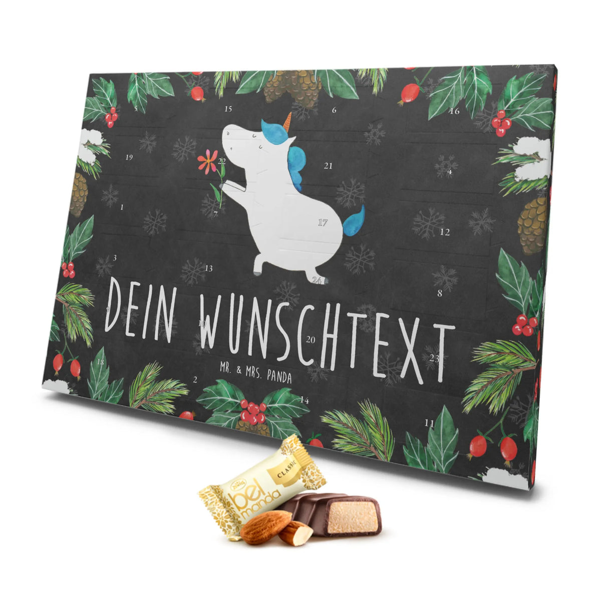 Personalisierter Marzipan Adventskalender Einhorn Blume Personalisierter Marzipan Adventskalender, Einhorn, Einhörner, Einhorn Deko, Unicorn, heiraten, Freundin, Partner, Verlobung, Ehe, Pärchen, Ehepaar, Antrag, Liebesbeweis, Liebe, Freund, Heiratsantrag