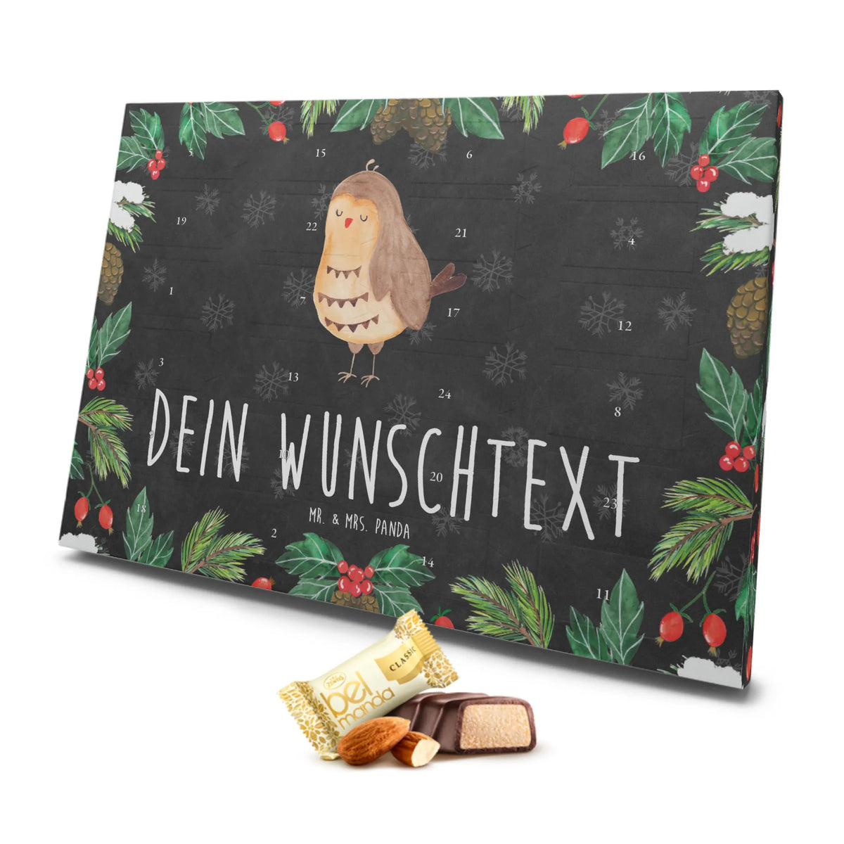 Personalisierter Marzipan Adventskalender Eule Zufrieden Personalisierter Marzipan Adventskalender, Eule, Eule deko, Spruch schön, Owl, Romantisch, Liebe Spruch, Wortspiel lustig, Eule Spruch, Geschenk Hochzeitstag