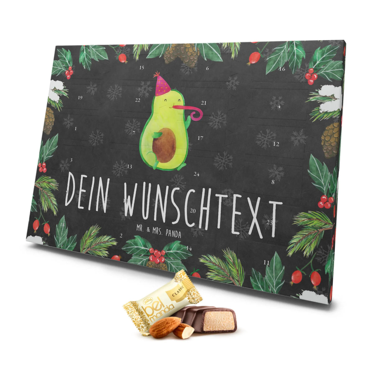 Personalisierter Marzipan Adventskalender Avocado Feier Personalisierter Marzipan Adventskalender, Avocado, Veggie, Vegan, Gesund, Party, Tröte, Geburtstag, Feierlichkeit, Gute Laune, Feier, Fete