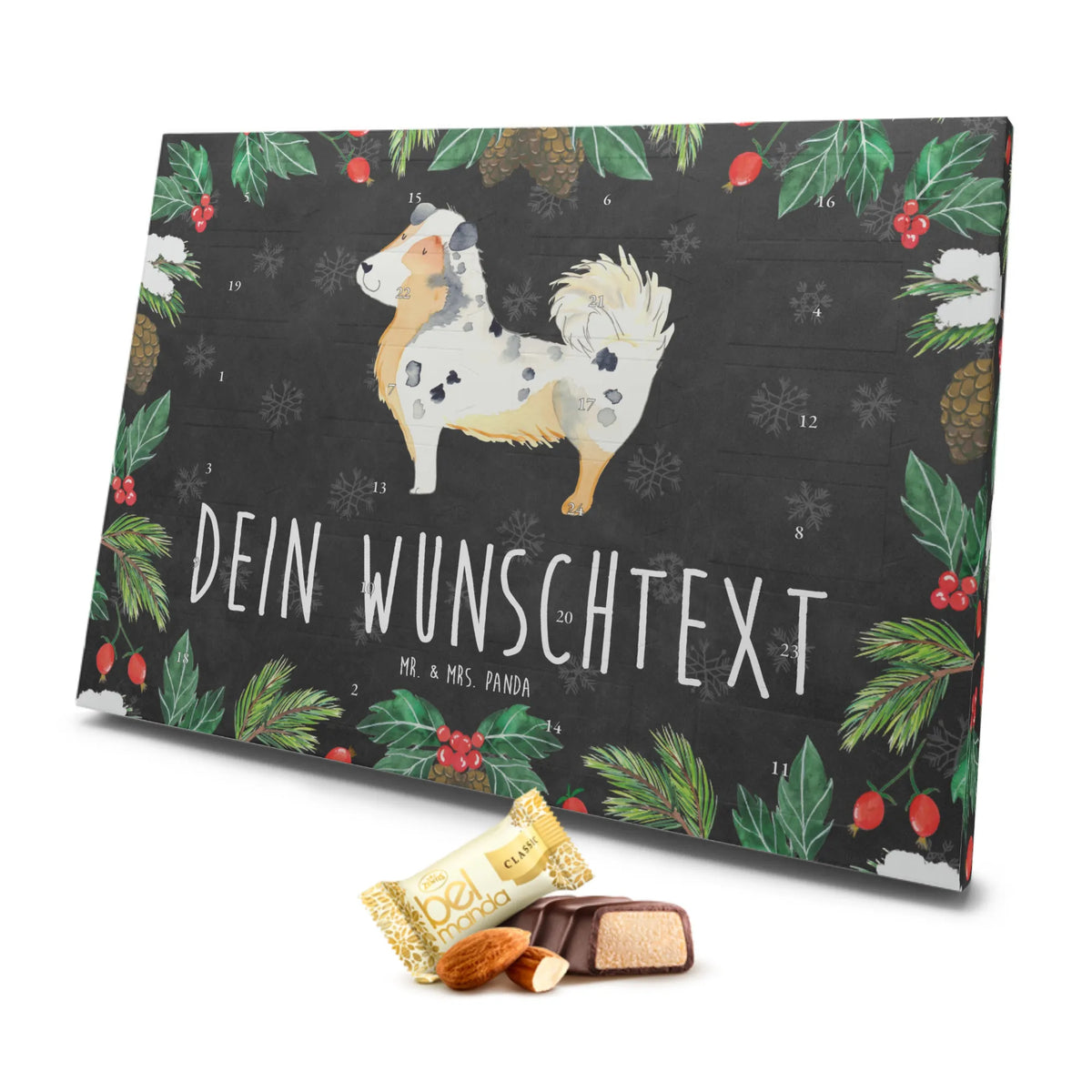 Personalisierter Marzipan Adventskalender Hund Australien Shepherd Personalisierter Marzipan Adventskalender, Hund, Hundemotiv, Haustier, Hunderasse, Tierliebhaber, Hundebesitzer, Sprüche, Spruch, Hundeliebe, Familienhund, Australien Shepherd, Shepherd