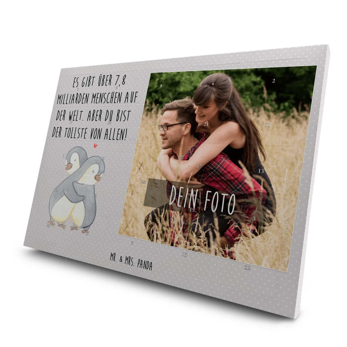 Personalisierter Tee Foto Adventskalender Pinguine Kuscheln