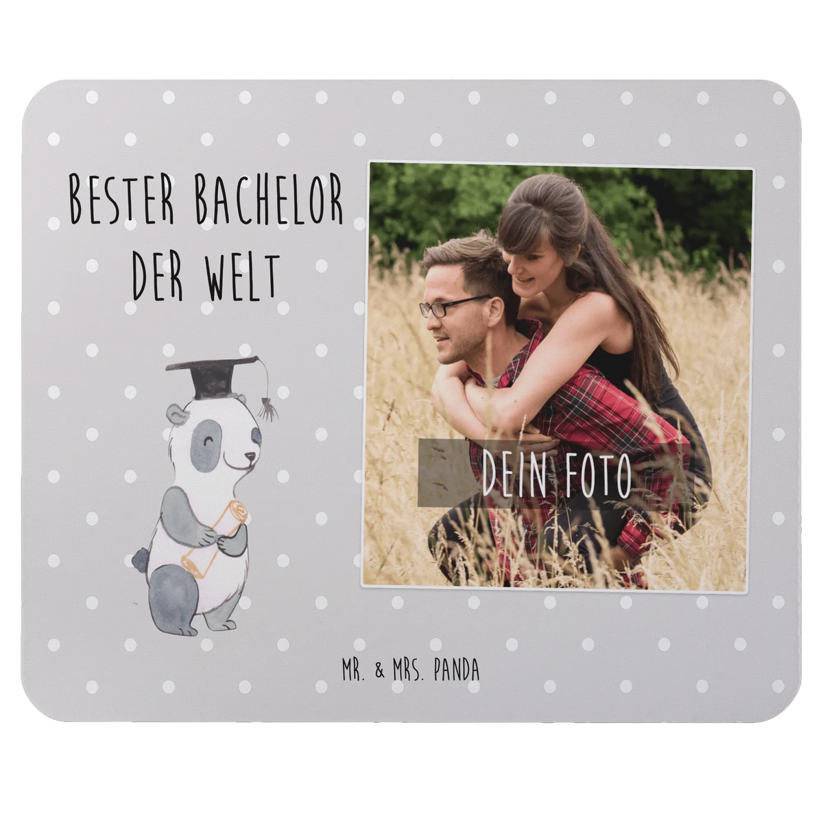 Personalized Photo Mousepad panda Best bachelor in the world gift, birthday, gift idea, birthday present, giving, thank you, for, make you happy, gift tip, university, study, son, humorous, model student, graduation, fun, students, college