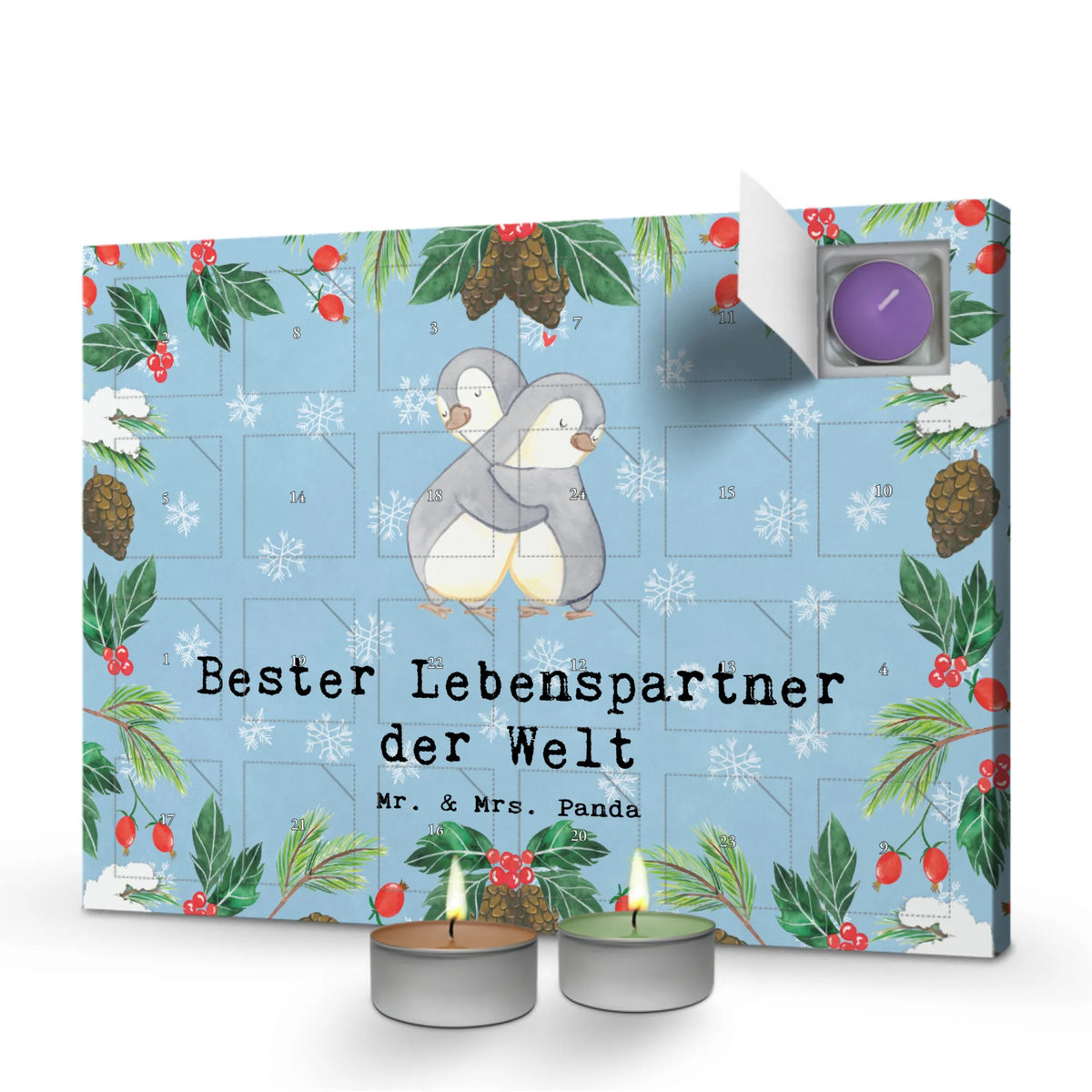 Scented candle advent calendar penguin Best life partner in the world gift, birthday, gift idea, birthday present, giving, thank you, for, make you happy, gift tip, Life partner, wife, spouse, wedding anniversary, girlfriend, boyfriend, in love, husband
