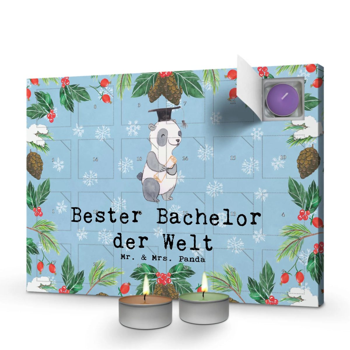 Scented candle advent calendar panda Best bachelor in the world for, thank you, gift, giving, birthday, birthday present, gift idea, souvenir, make you happy, gift tip, students, student, fun, study, alumni, college, model student, graduation, bachelor, funny, humorous, university, son
