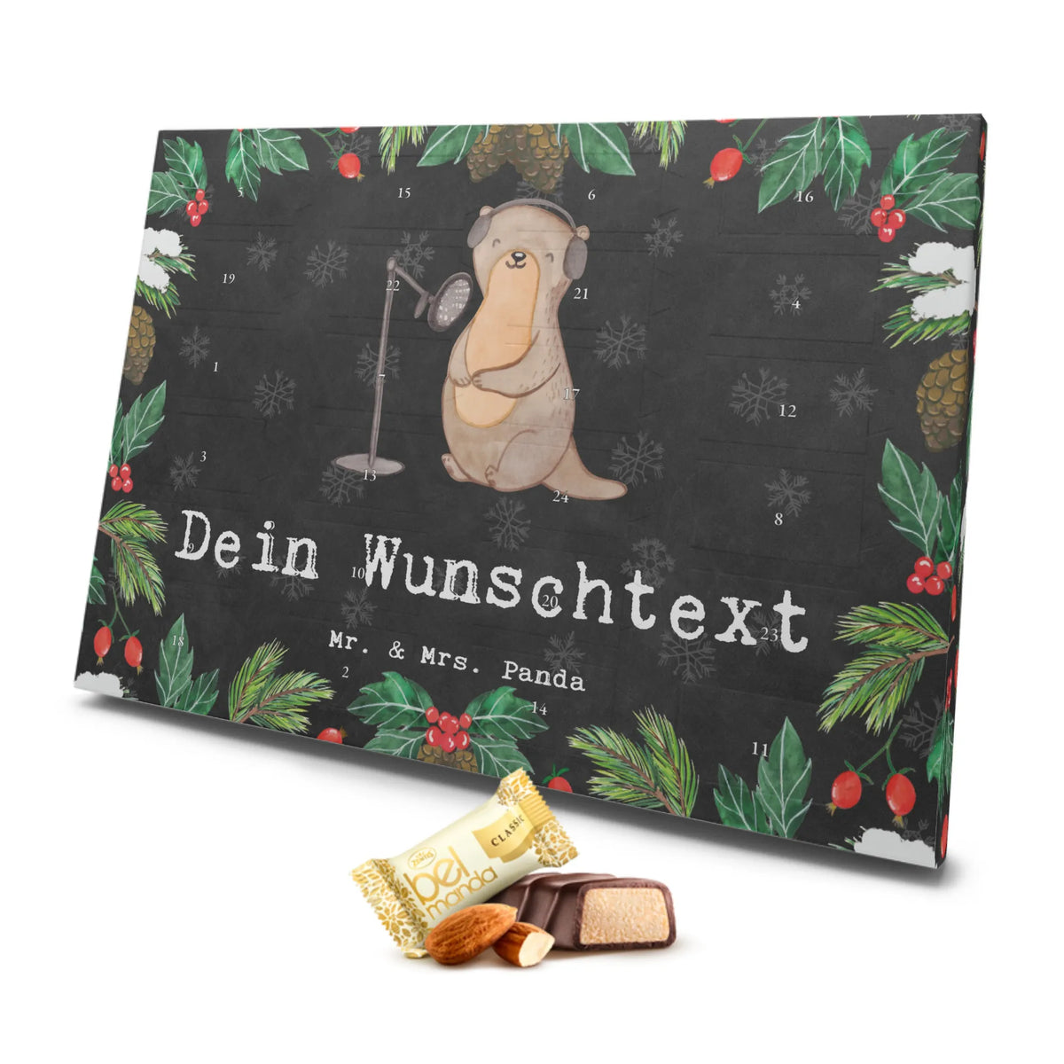 Personalisierter Marzipan Adventskalender Otter Podcast aufnehmen Personalisierter Marzipan Adventskalender, Geschenk, Sport, Sportart, Hobby, Schenken, Danke, Dankeschön, Auszeichnung, Gewinn, Sportler, Podcast produzieren, Podcast aufnehmen, Podcaster, Podcasterin