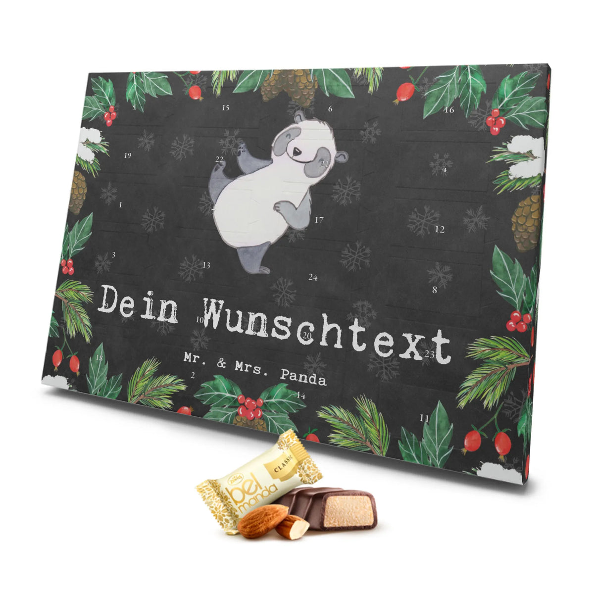 Personalisierter Marzipan Adventskalender Panda Kampfkunst Personalisierter Marzipan Adventskalender, Geschenk, Sport, Sportart, Hobby, Schenken, Danke, Dankeschön, Auszeichnung, Gewinn, Sportler, Kampfkunst, Selbstverteidigung, Kampfsportarten