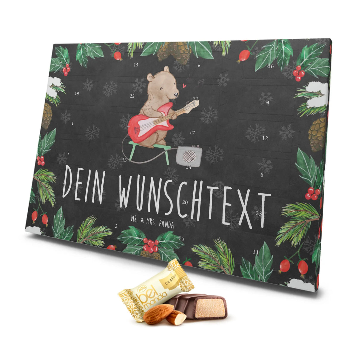 Personalisierter Marzipan Adventskalender Bär E-Gitarre Personalisierter Marzipan Adventskalender, Instrumente, Geschenke Musiker, Musikliebhaber, Band, Solo, E-Gitarre, Verstärker, Gitarre, Bär