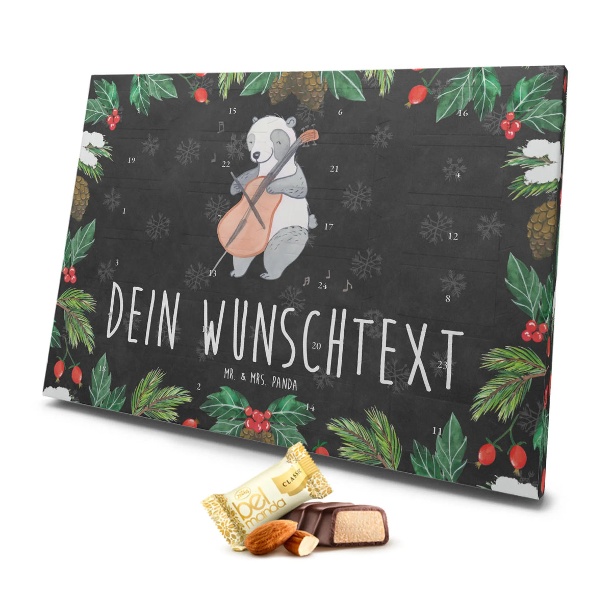 Personalisierter Marzipan Adventskalender Panda Cello Personalisierter Marzipan Adventskalender, Instrumente, Geschenke Musiker, Musikliebhaber, Streicher, Cello, Bogen, Orchester, Panda, Klassik, Kammermusik, Saiteninstrument, Barock