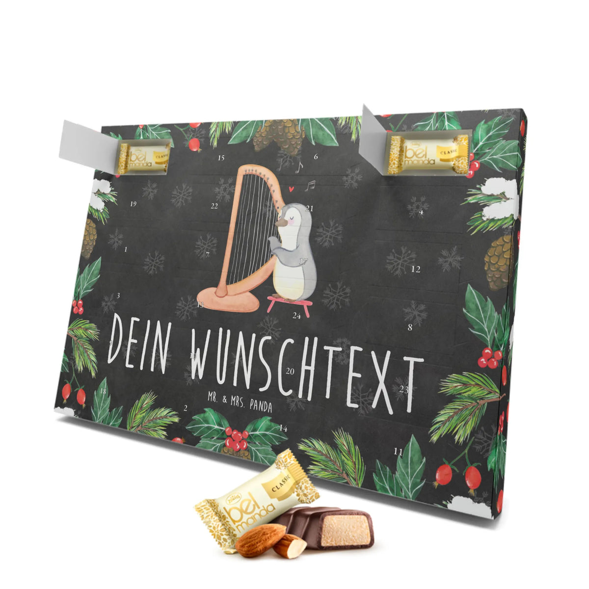 Personalisierter Marzipan Adventskalender Pinguin Harfe Personalisierter Marzipan Adventskalender, Instrumente, Geschenke Musiker, Musikliebhaber, Harfe, Zupfinstrument, Klassik, Saiteninstrument, Konzertharfe, Hochzeit, Pinguin