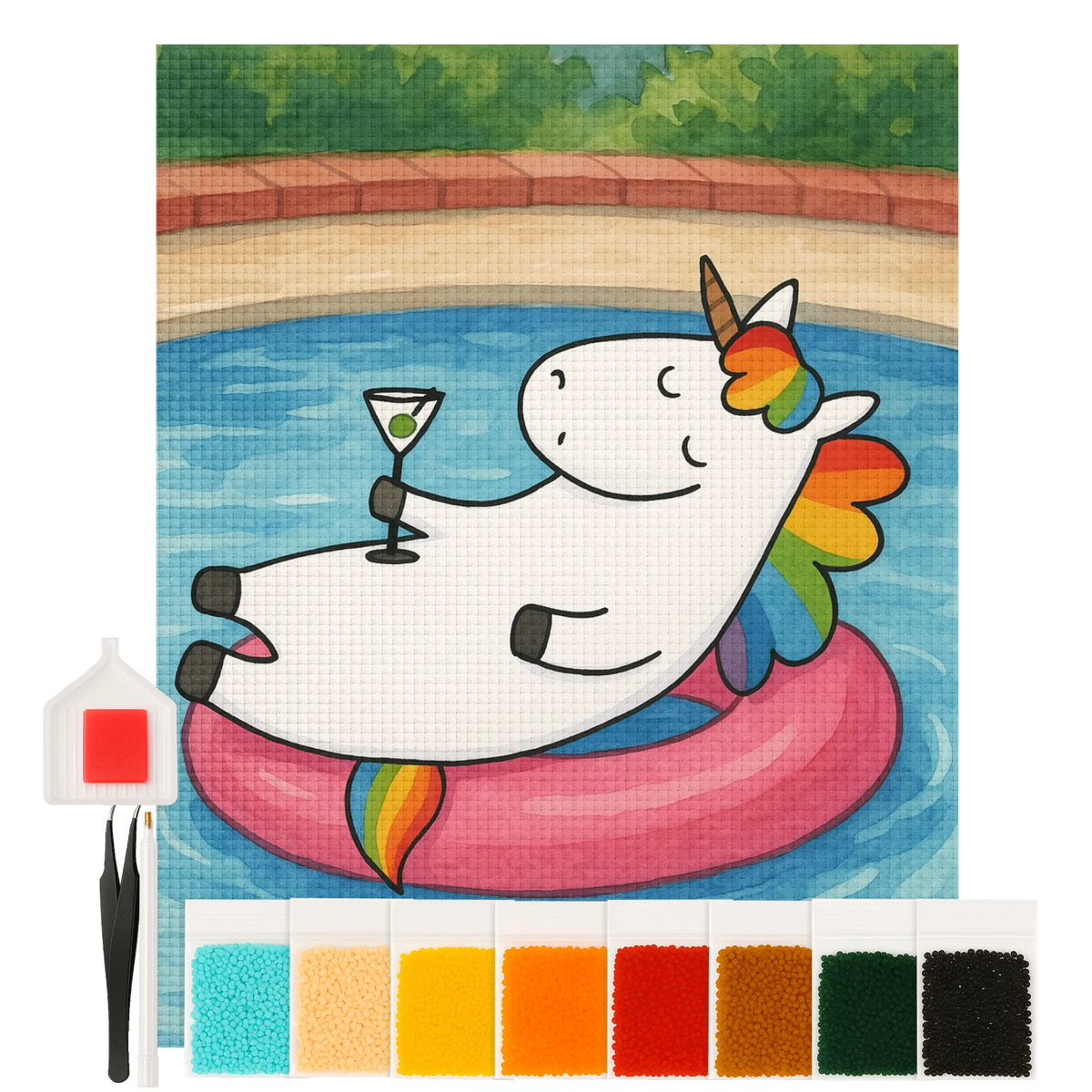Diamond Painting Einhorn Cocktail Design