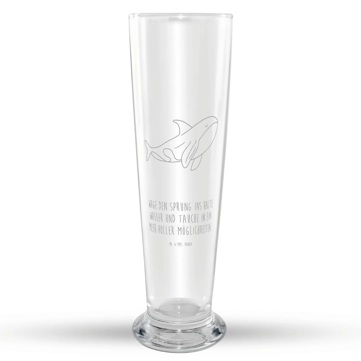 Weizenglas Orca Weizen Glas, Weißbierglas, Bierglas, Mr & Mrs Panda Weizenglas, Bier Glas, Weizenbier Glas, Meer, Urlaub, Meerestiere, Killerwal, Arbeit, Motivation, Möglichkeiten, Orca, Orcas, Neustart, Startup, Büro, Wal, Selbstliebe