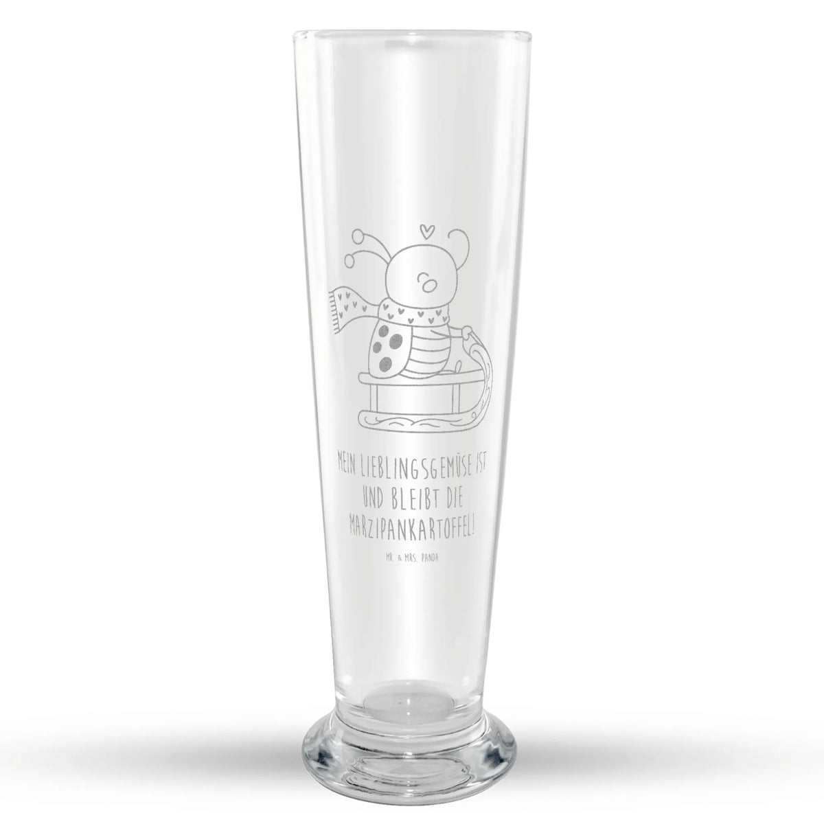 Weizenglas Smörle Rodeln Weizen Glas, Mr & Mrs Panda Weizenglas, Weißbierglas, Weizenbier Glas, Bierglas, Bier Glas, Weihnachten, Winter, Weihnachtsdeko, Nikolaus, Advent, Heiligabend, Wintermotiv, Marzipan, Smörle, Schlittenfahren