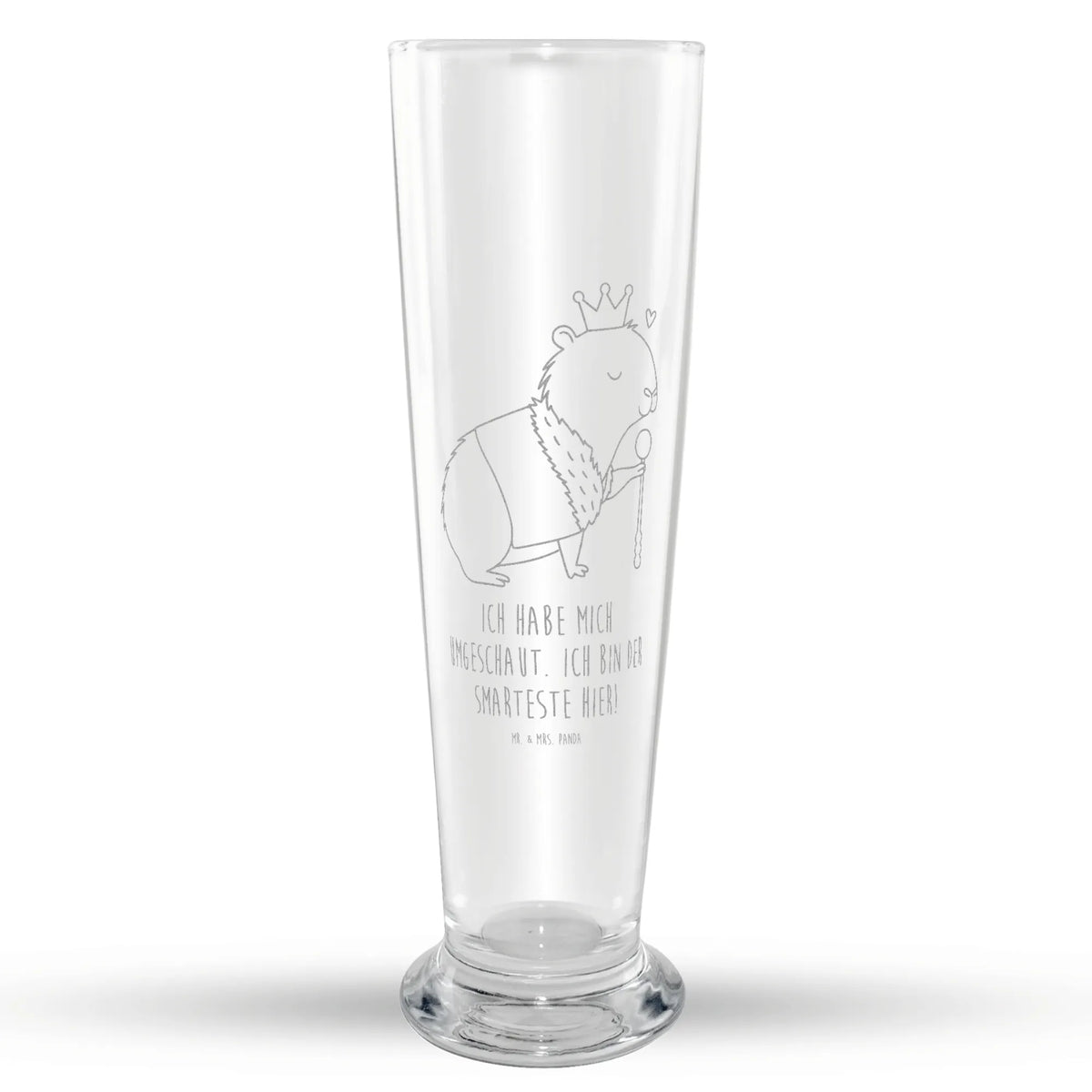 Weizenglas Capybara König Bierglas, Weißbierglas, Weizenbier Glas, Weizen Glas, Bier Glas, Mr & Mrs Panda Weizenglas, Lustige Sprüche, Tiere, Tiermotive, Gute Laune, König, Capybara