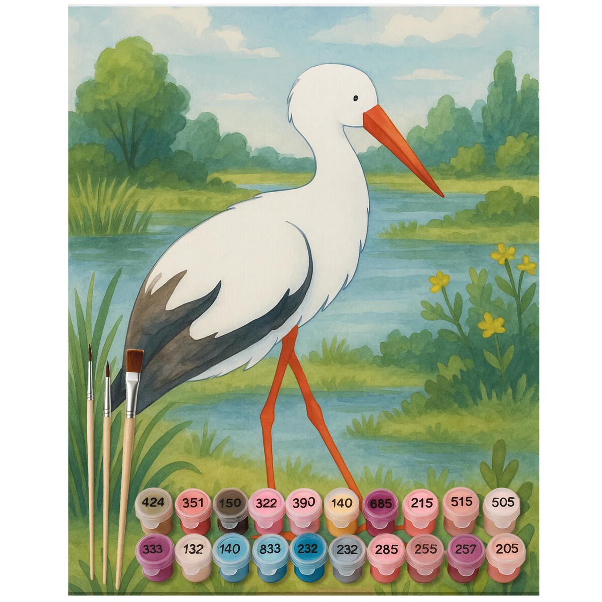 Paint by Numbers Stork Design card, gift ideas, gifts, small animals, cute, cute animal motives, hand drawn, funny sayings, good mood, special gifts, animal lover, baby bump, pregnancy, mothers, birth, mother, pregnant, becoming a mother, stork