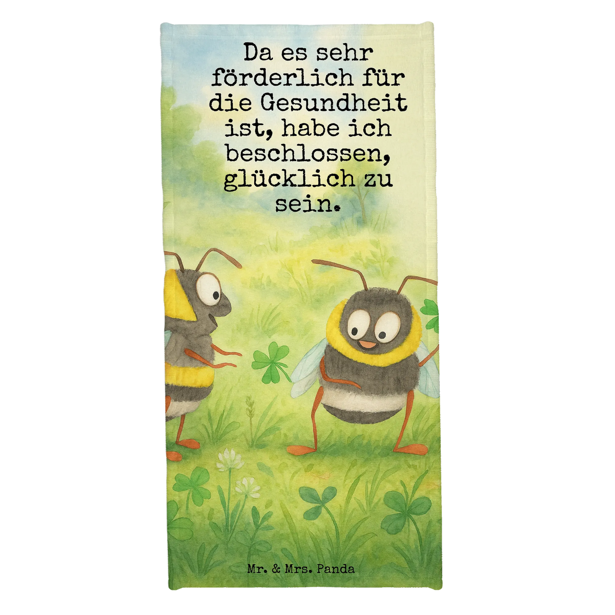 Hand towel bumblebees shamrock Design