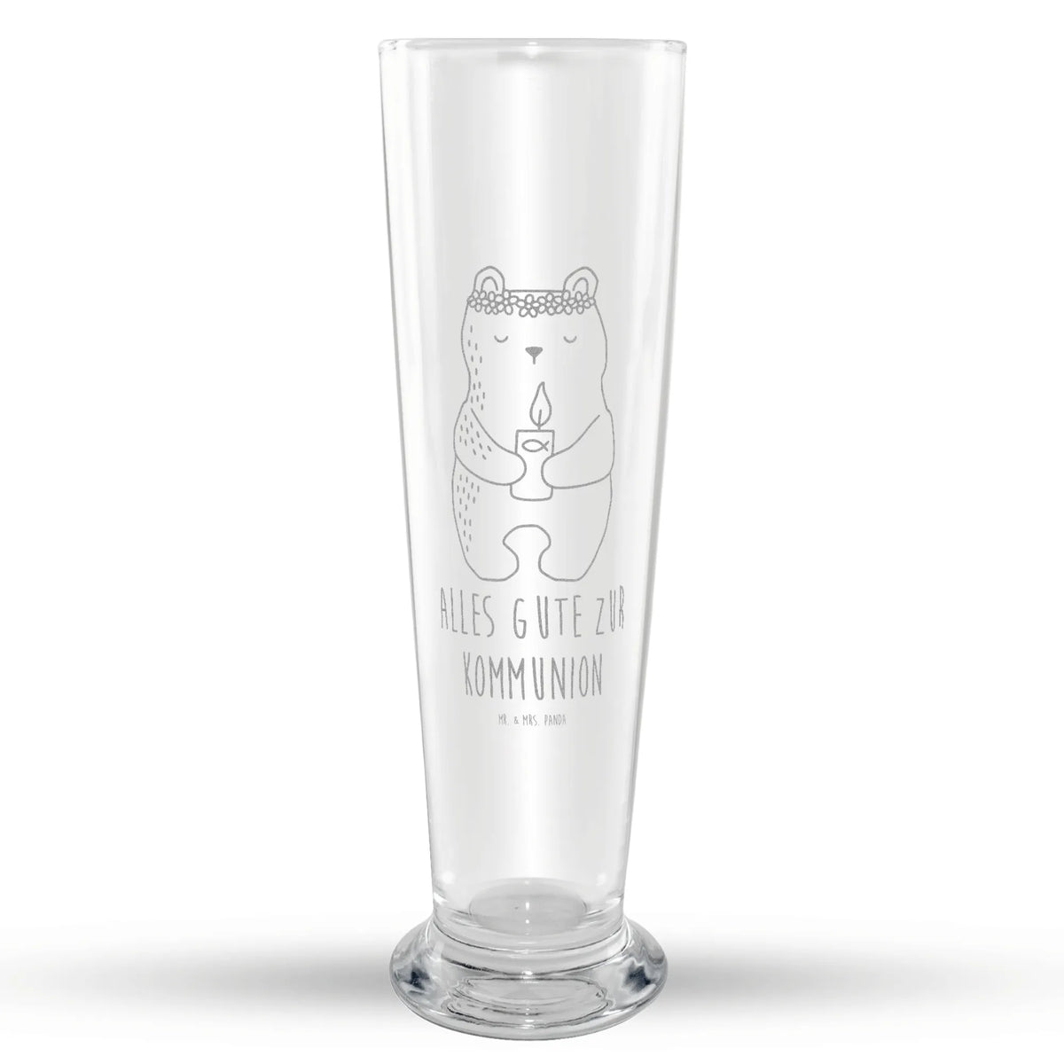 Weizenglas Bär Kommunion Bierglas, Bier Glas, Weizenbier Glas, Weizen Glas, Weißbierglas, Mr & Mrs Panda Weizenglas, Teddy, Bär, Teddybär, Kommunion, Gottes Segen, Katholisch, Taufkerze