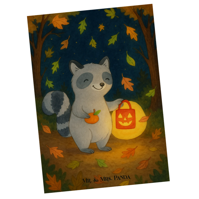 Postcard Raccoon Lantern Design