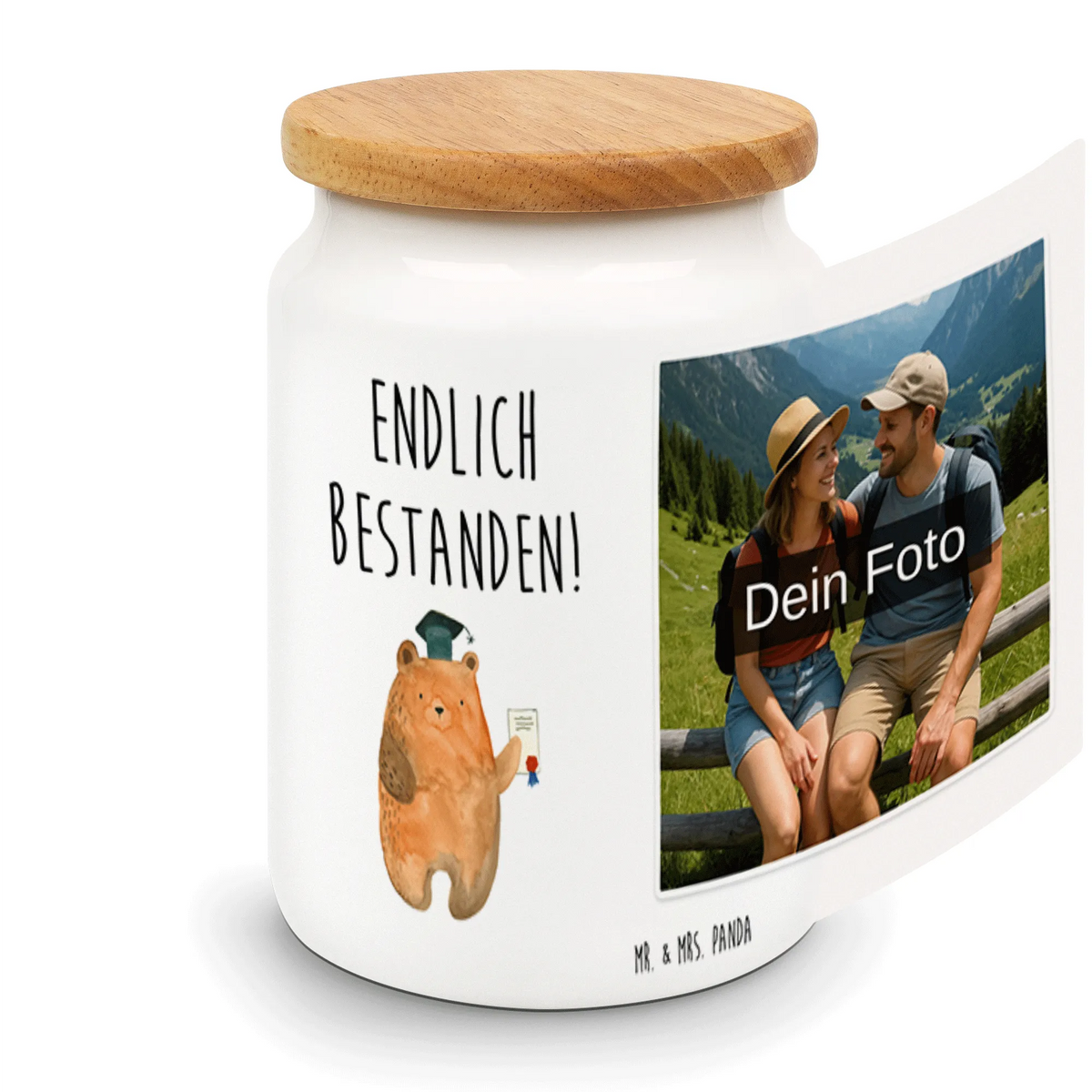 Personalized Photo Storage Canister bear Test teddy bear, cuddly toy, certificate, examinations, degree, examination passed, diploma