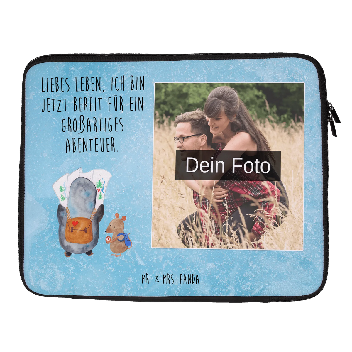 Spersonalizowana torba na notebook ze zdjęciem Pingwin i Mysz Wędrowcy Laptoptasche Mit Fotodruck, Wasserfeste Notebooktasche Mit Wunschfoto, Foto Laptop Tasche, Laptoptasche mit Foto, Laptoptasche mit Bild, Laptoptasche mit eigenem Foto, Notebooktasche mit eigenem Foto, Pinguin, Pinguine, Abenteurer, Ausflug, Abenteuer, Wandern, Wanderlust, Roadtrip