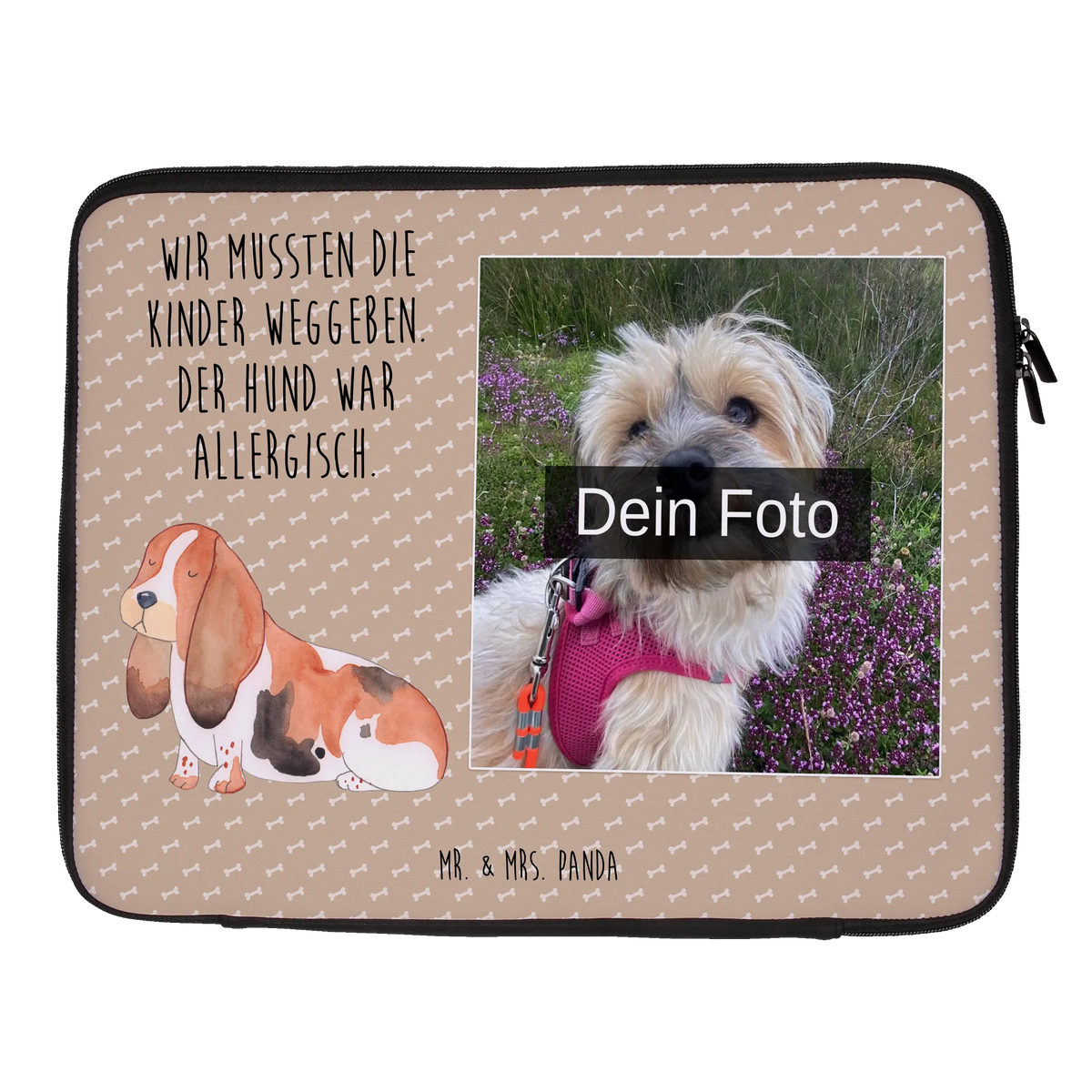 Personalisierte Foto Notebook Tasche Hund Basset Hound Wasserfeste Notebooktasche Mit Wunschfoto, Laptoptasche mit Bild, Laptoptasche mit eigenem Foto, Notebooktasche mit eigenem Foto, Laptoptasche mit Foto, Laptoptasche Mit Fotodruck, Foto Laptop Tasche, Haustier, Hund, Tierliebhaber, Hunderasse, Hundebesitzer, Sprüche, Hundemotiv, Basset Hound, Kinderlos, Hundeliebe, Basset