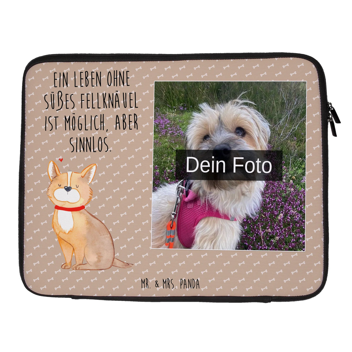 Spersonalizowana torba na notebook ze zdjęciem Pies szczęście Pies, rasa psa, właściciel psa, miłośnik zwierząt, motyw psa, zwierzę domowe, powiedzenia
