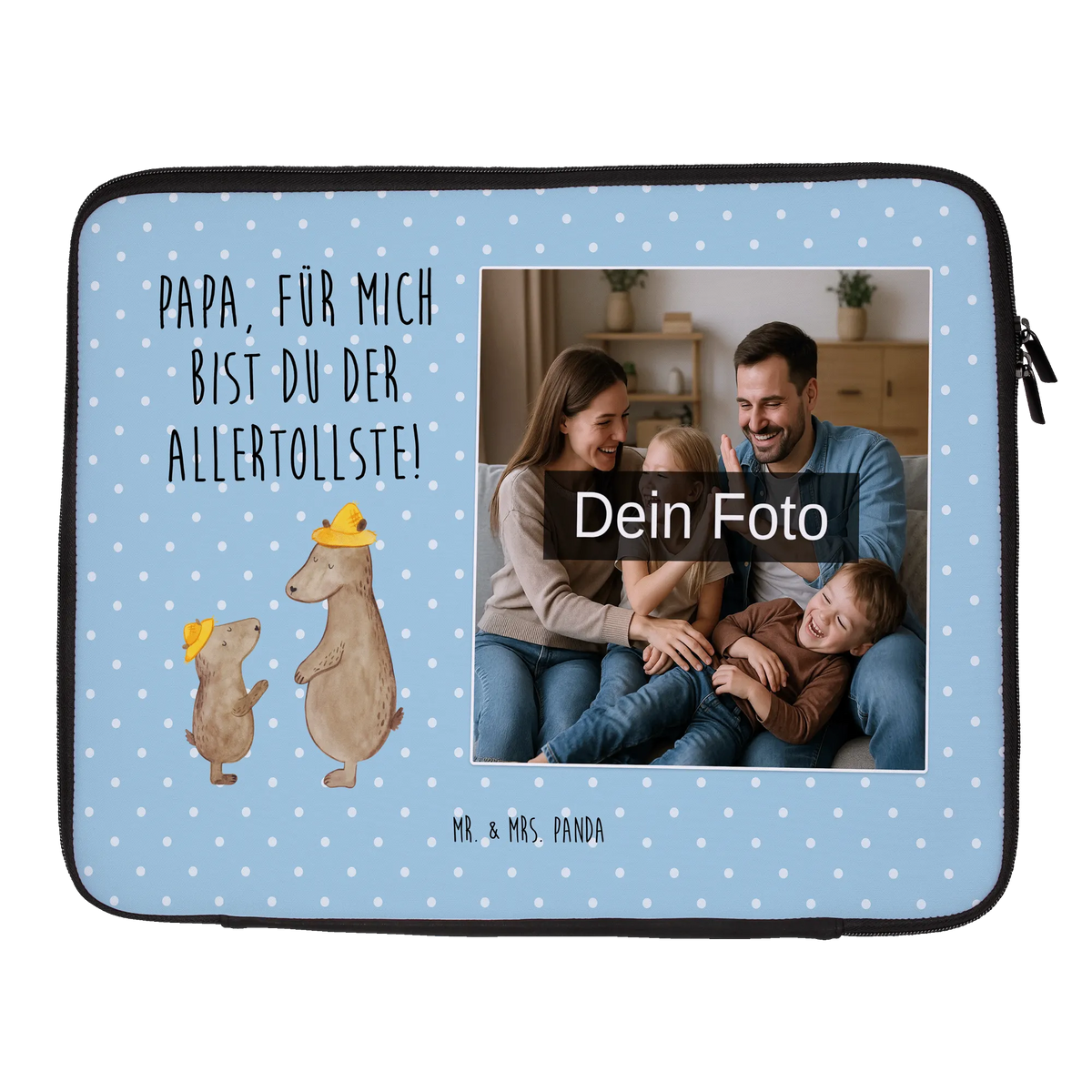 Spersonalizowana torba na notebook ze zdjęciem Niedźwiedzie z kapeluszami Dzień Ojca, Rodzina, Dzień Matki, brat, siostra, tata, babcia, dziadek