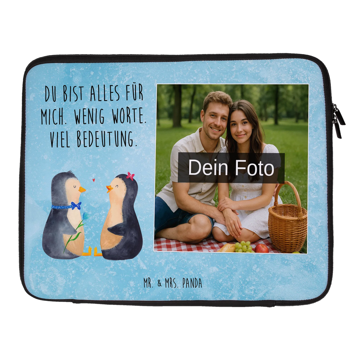 Personalisierte Foto Notebook Tasche Pinguin Pärchen Foto Laptop Tasche, Laptoptasche mit Foto, Laptoptasche mit eigenem Foto, Laptoptasche Mit Fotodruck, Notebooktasche mit eigenem Foto, Laptoptasche mit Bild, Wasserfeste Notebooktasche Mit Wunschfoto, Pinguin, Hochzeitstag, Hochzeit, Jahrestag, Hochzeitsgeschenk, Liebesbeweis, Liebe, Große Liebe, Liebesgeschenk, Pinguine, Verlobung, Liebespaar, Traumpaar